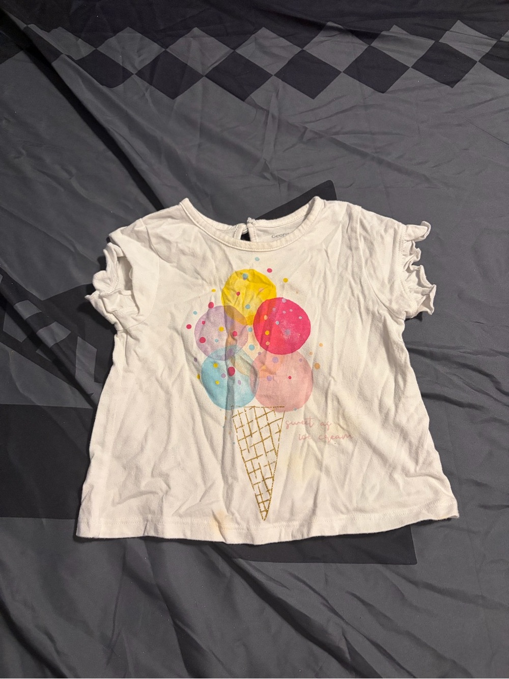 George White Tee with Colorful Ice Cream Graphic